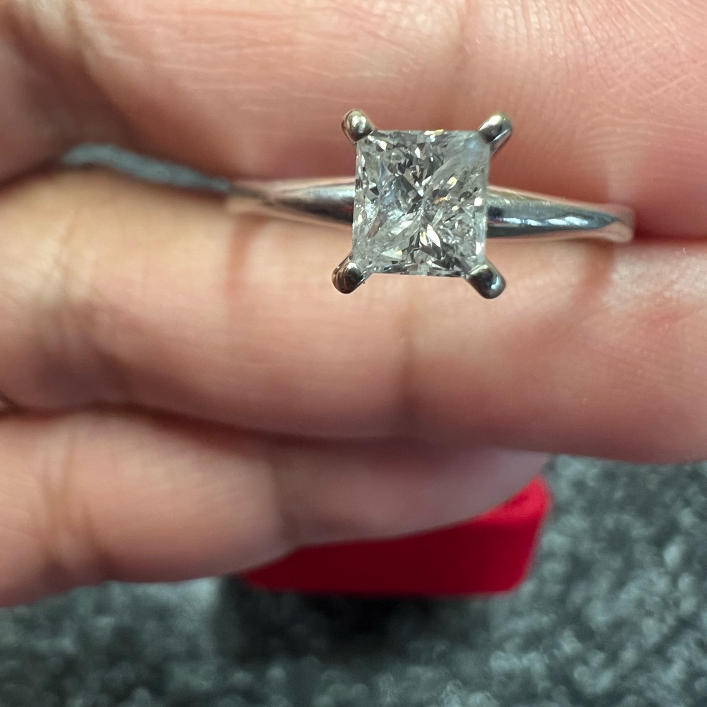 14k Natural Princess Cut Diamond Ring